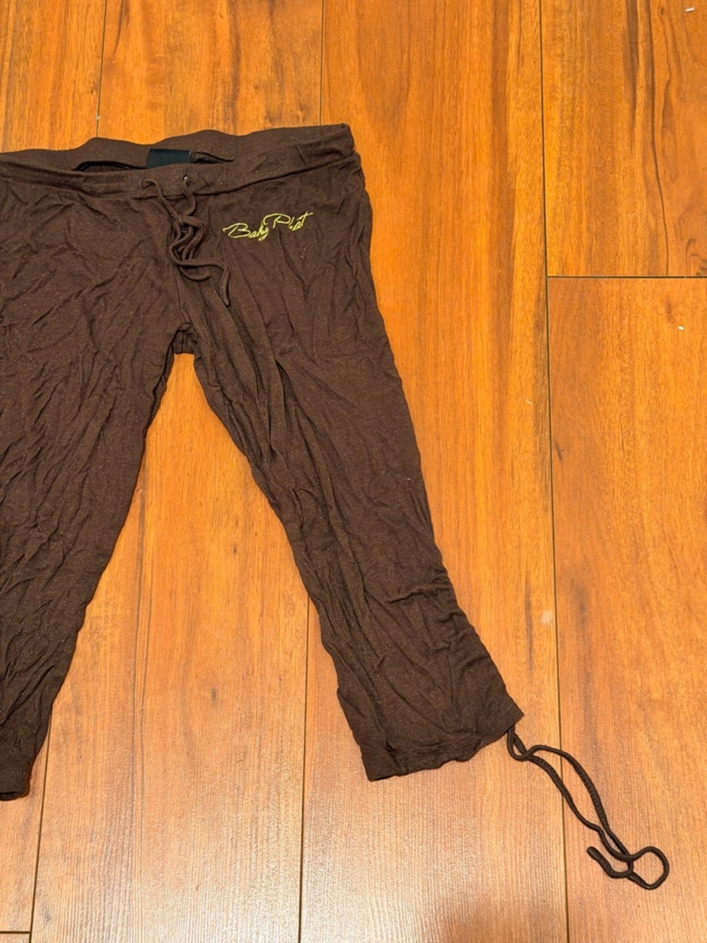 Baby Phat Brown Gold Drawstring Lounge Pants with Embroidered Logo